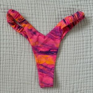 Berry Beachy Colorful V Cut Thong Bikini Bottom
